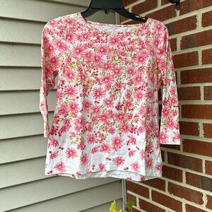 Women’s small petite boatneck three-quarter sleeve shirt